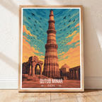 Dhruva Stambh The Victory Tower Kutb Minar - Delhi - India - Travel Wall Art Print Poster - Art Print - Travel Art Poster