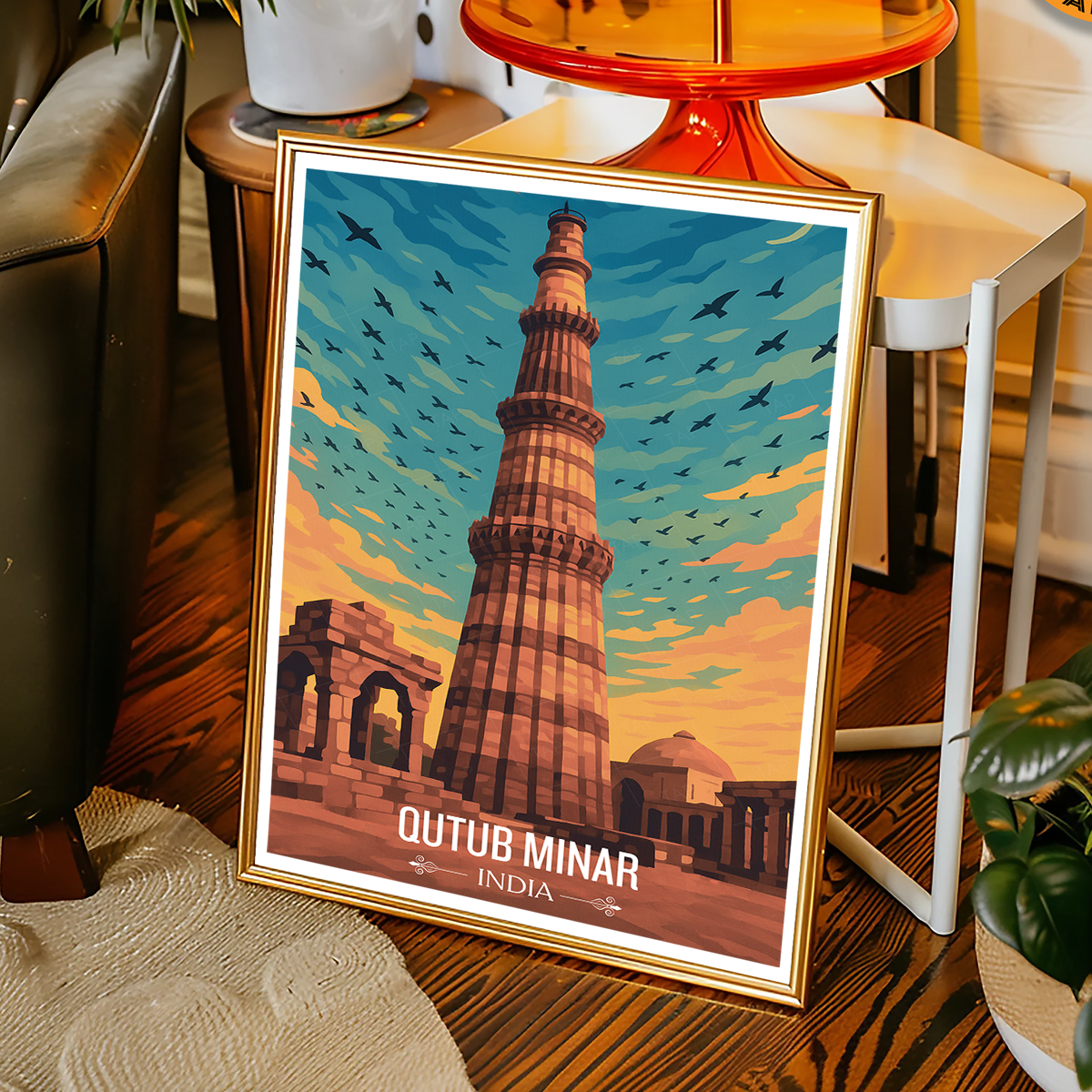 Dhruva Stambh The Victory Tower Kutb Minar - Delhi - India - Travel Wall Art Print Poster - Art Print - Travel Art Poster