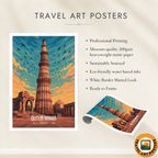 Dhruva Stambh The Victory Tower Kutb Minar - Delhi - India - Travel Wall Art Print Poster - Art Print - Travel Art Poster