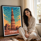Dhruva Stambh The Victory Tower Kutb Minar - Delhi - India - Travel Wall Art Print Poster - Art Print - Travel Art Poster