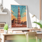 Dhruva Stambh The Victory Tower Kutb Minar - Delhi - India - Travel Wall Art Print Poster - Art Print - Travel Art Poster