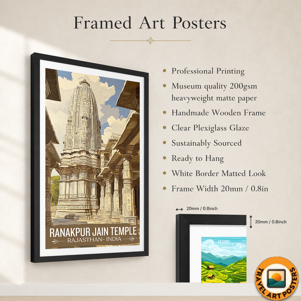 Ranakpur Jain Temple - Rajasthan - India - Travel Wall Art Print Poster - Art Print - Travel Art Poster