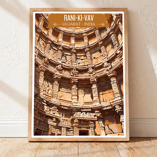 Rani-Ki-Vav - India - Travel Wall Art Print Poster - Art Print - Travel Art Poster