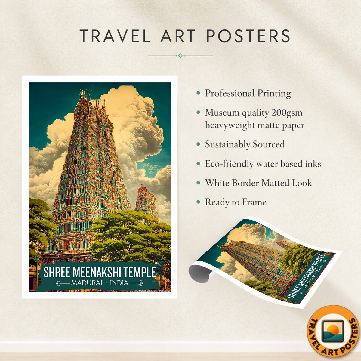 Shree Meenakshi Temple - Madurai - India - Travel Wall Art Print Poster - Art Print - Travel Art Poster