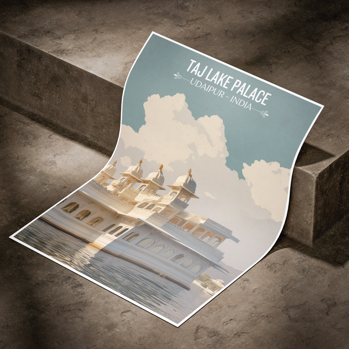 Taj Lake Palace - Udaipur - Travel Wall Art Print Poster - Art Print - Travel Art Poster