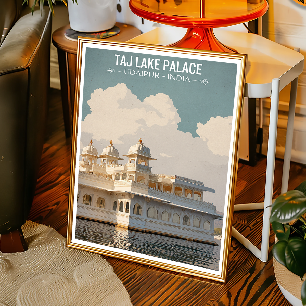 Taj Lake Palace - Udaipur - Travel Wall Art Print Poster - Art Print - Travel Art Poster