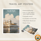 Taj Lake Palace - Udaipur - Travel Wall Art Print Poster - Art Print - Travel Art Poster