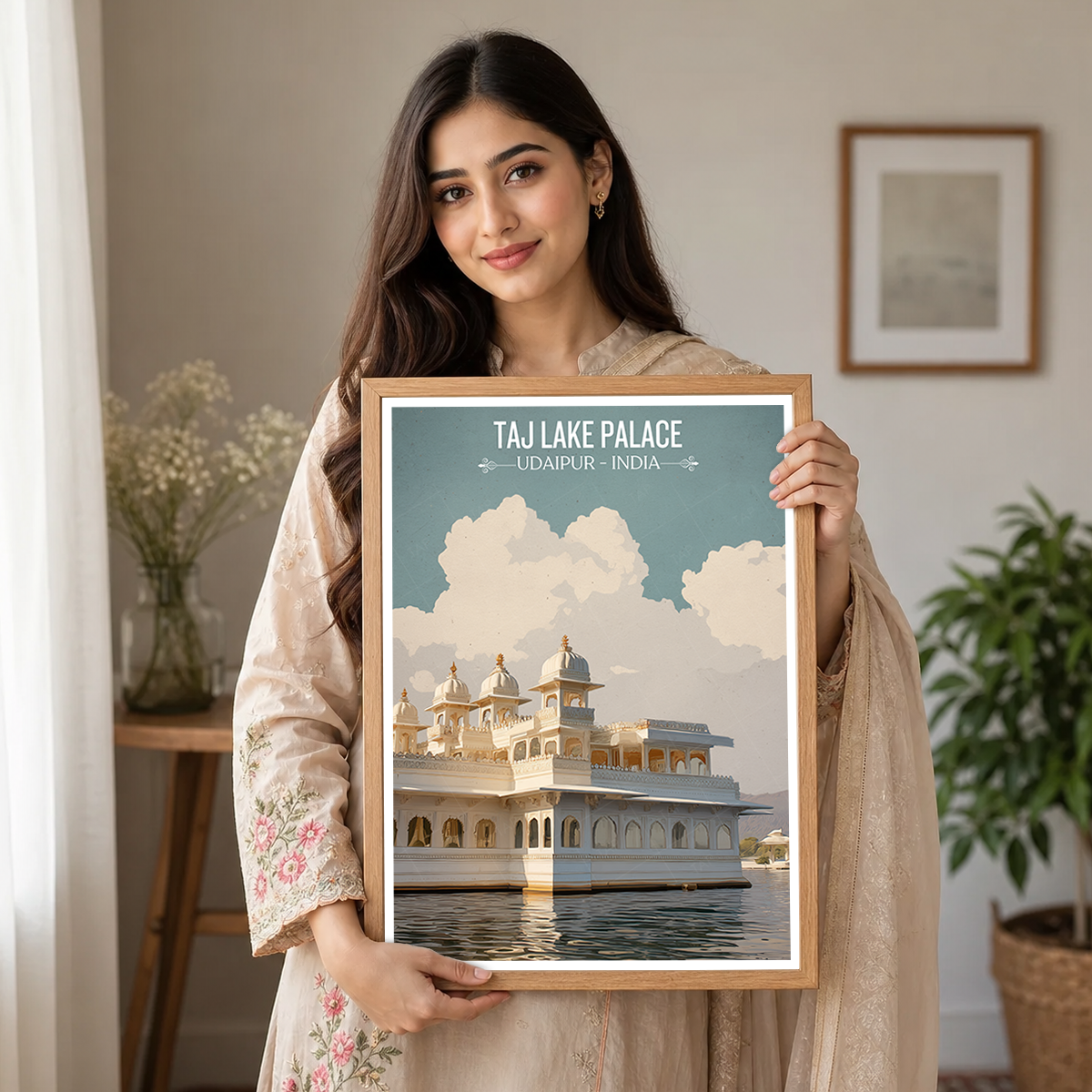 Taj Lake Palace - Udaipur - Travel Wall Art Print Poster - Art Print - Travel Art Poster