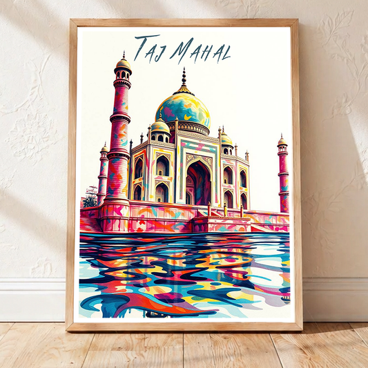 Taj Mahal Symbol of Love - Agra - India - Travel Wall Art Print Poster - Art Print - Travel Art Poster