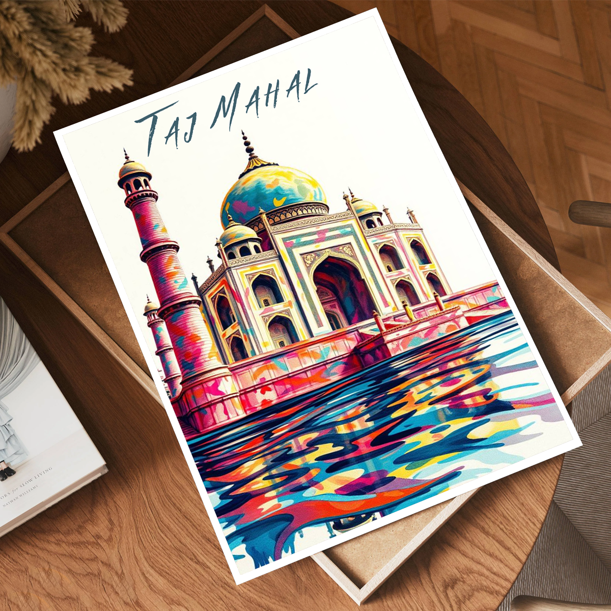 Taj Mahal Symbol of Love - Agra - India - Travel Wall Art Print Poster - Art Print - Travel Art Poster
