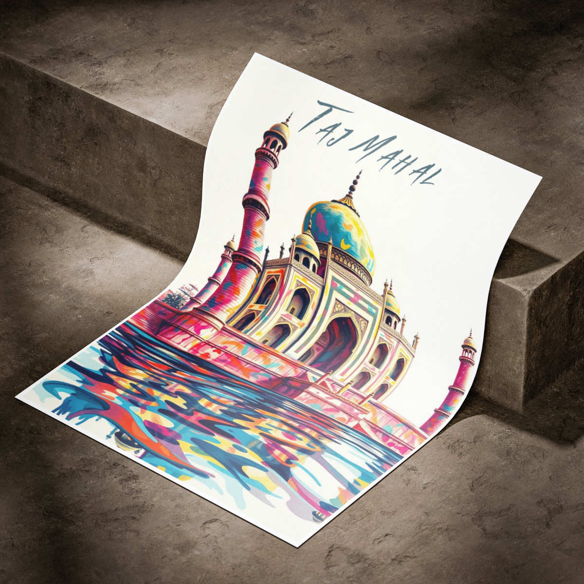 Taj Mahal Symbol of Love - Agra - India - Travel Wall Art Print Poster - Art Print - Travel Art Poster