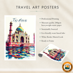 Taj Mahal Symbol of Love - Agra - India - Travel Wall Art Print Poster - Art Print - Travel Art Poster