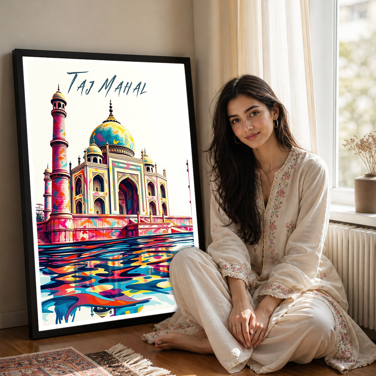 Taj Mahal Symbol of Love - Agra - India - Travel Wall Art Print Poster - Art Print - Travel Art Poster