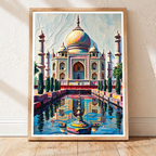 Colourful Taj Mahal - Agra - India - Travel Wall Art Print Poster - Art Print - Travel Art Poster