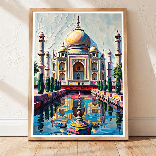 Colourful Taj Mahal - Agra - India - Travel Wall Art Print Poster - Art Print - Travel Art Poster