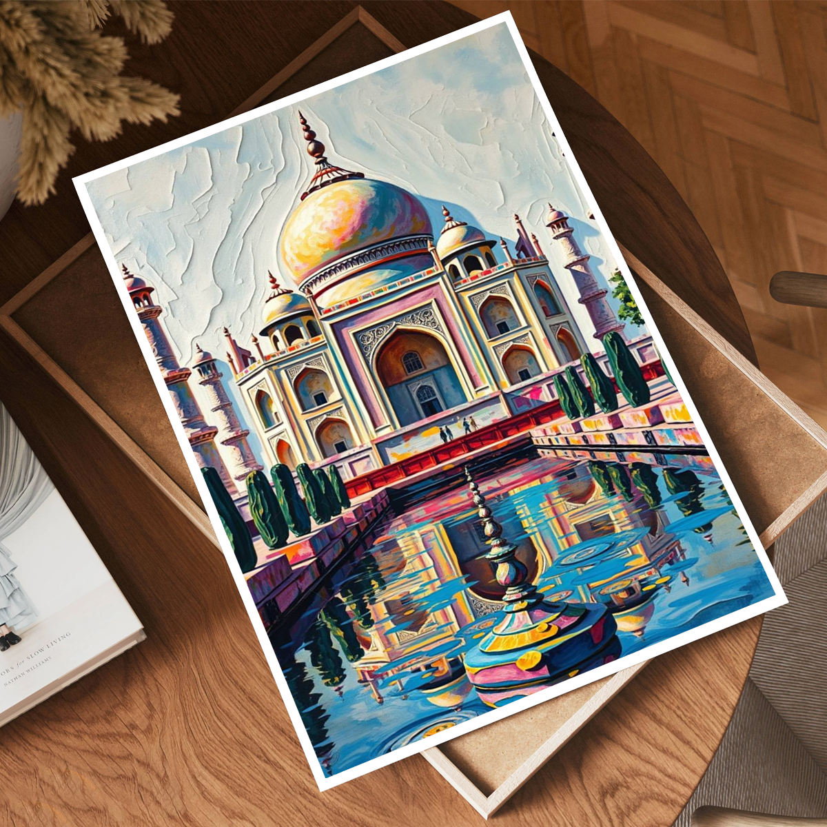Colourful Taj Mahal - Agra - India - Travel Wall Art Print Poster - Art Print - Travel Art Poster