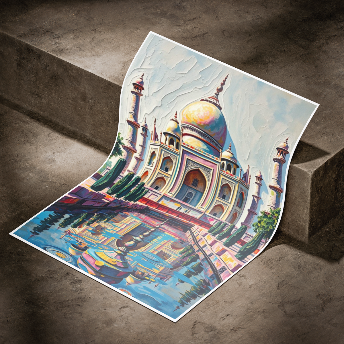 Colourful Taj Mahal - Agra - India - Travel Wall Art Print Poster - Art Print - Travel Art Poster