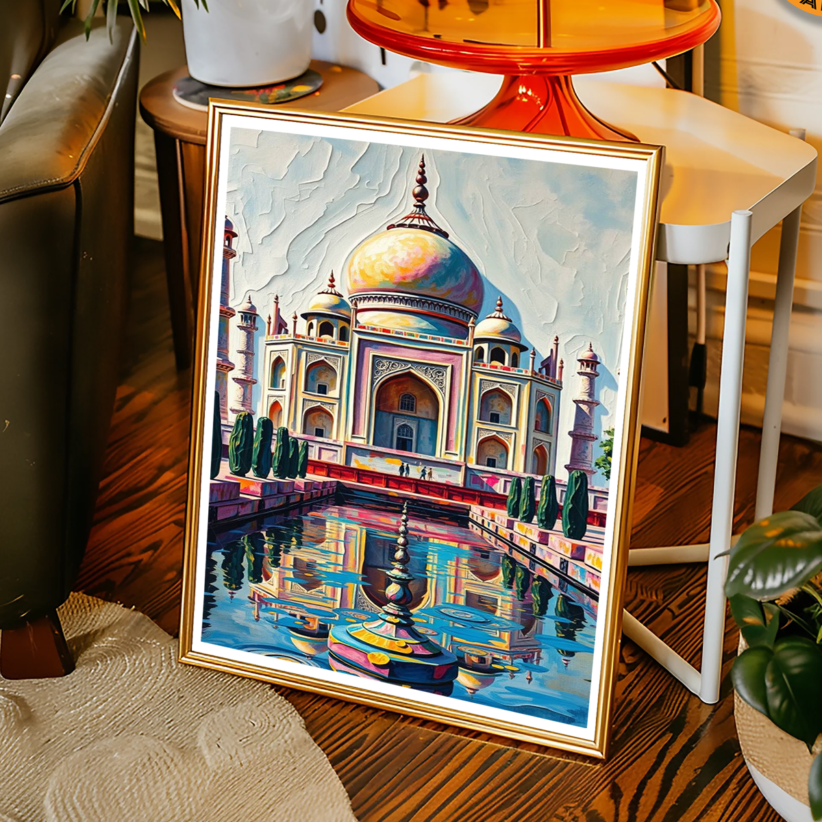 Colourful Taj Mahal - Agra - India - Travel Wall Art Print Poster - Art Print - Travel Art Poster