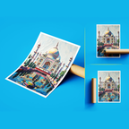 Colourful Taj Mahal - Agra - India - Travel Wall Art Print Poster - Art Print - Travel Art Poster