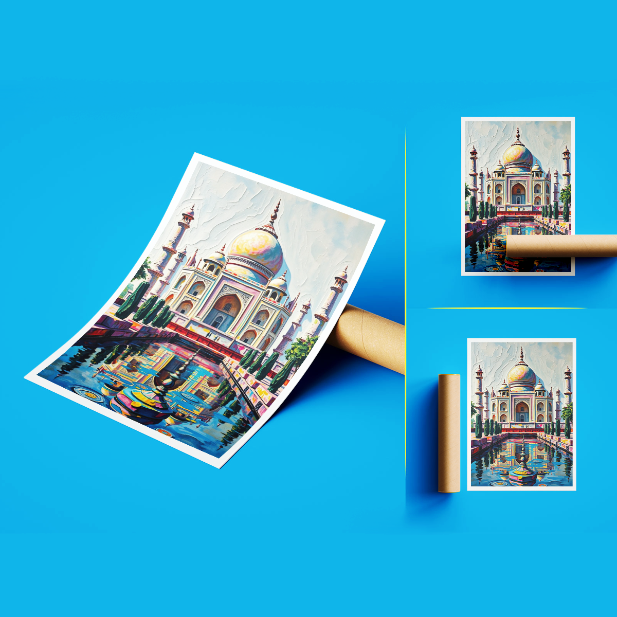 Colourful Taj Mahal - Agra - India - Travel Wall Art Print Poster - Art Print - Travel Art Poster