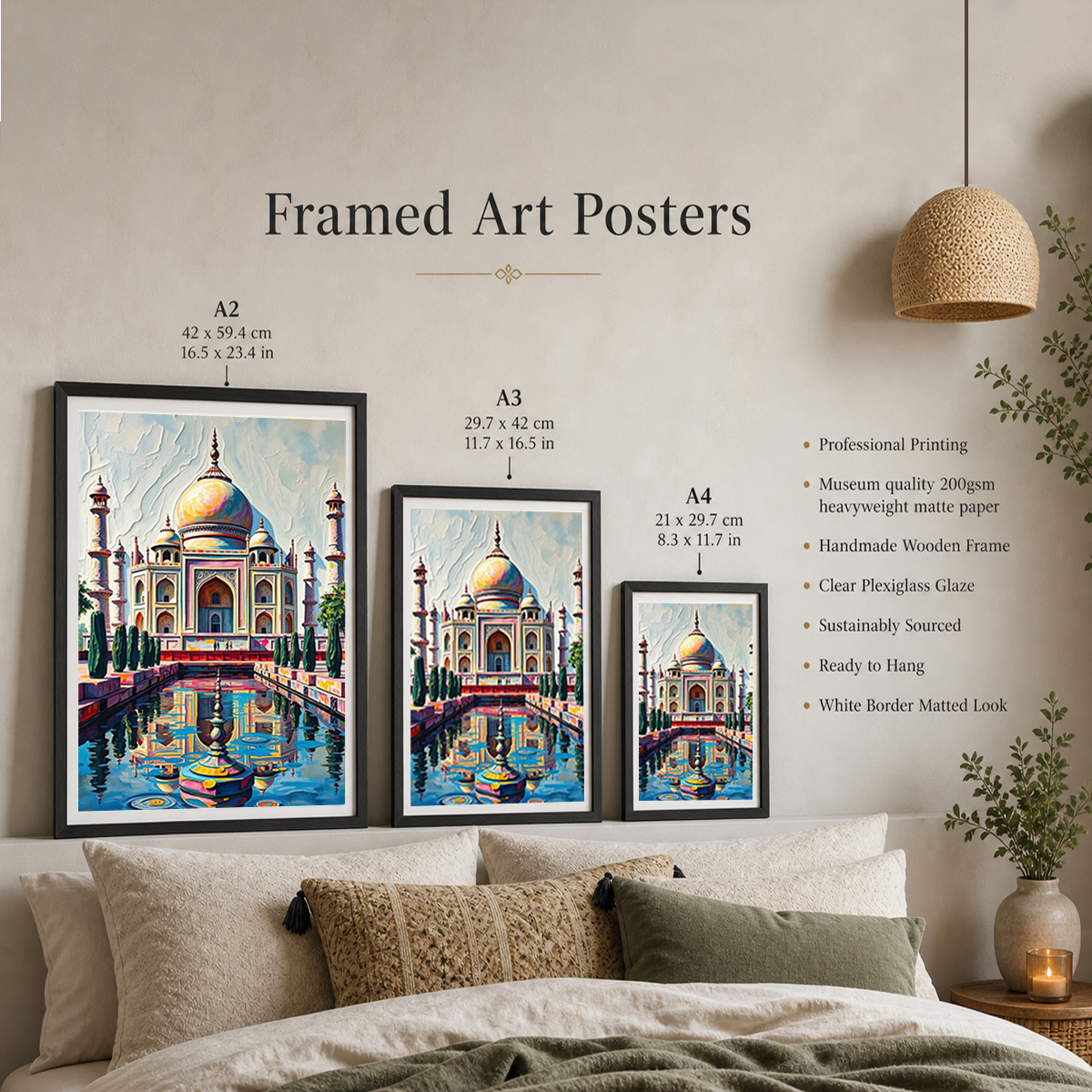 Colourful Taj Mahal - Agra - India - Travel Wall Art Print Poster - Art Print - Travel Art Poster