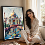 Colourful Taj Mahal - Agra - India - Travel Wall Art Print Poster - Art Print - Travel Art Poster