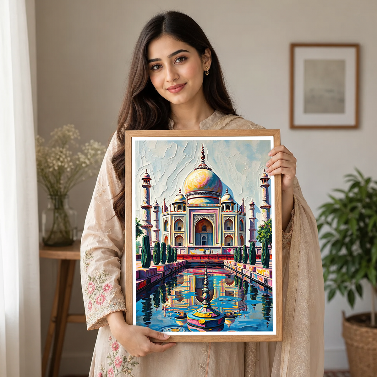 Colourful Taj Mahal - Agra - India - Travel Wall Art Print Poster - Art Print - Travel Art Poster