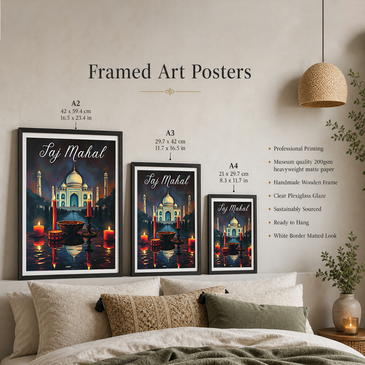 Taj Mahal Moody Style - Agra - India - Travel Wall Art Print Poster - Art Print - Travel Art Poster
