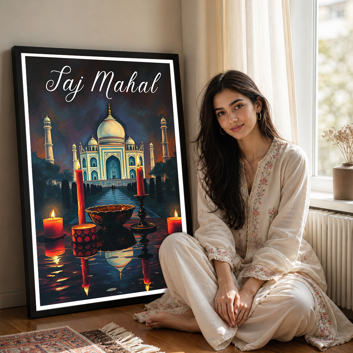 Taj Mahal Moody Style - Agra - India - Travel Wall Art Print Poster - Art Print - Travel Art Poster