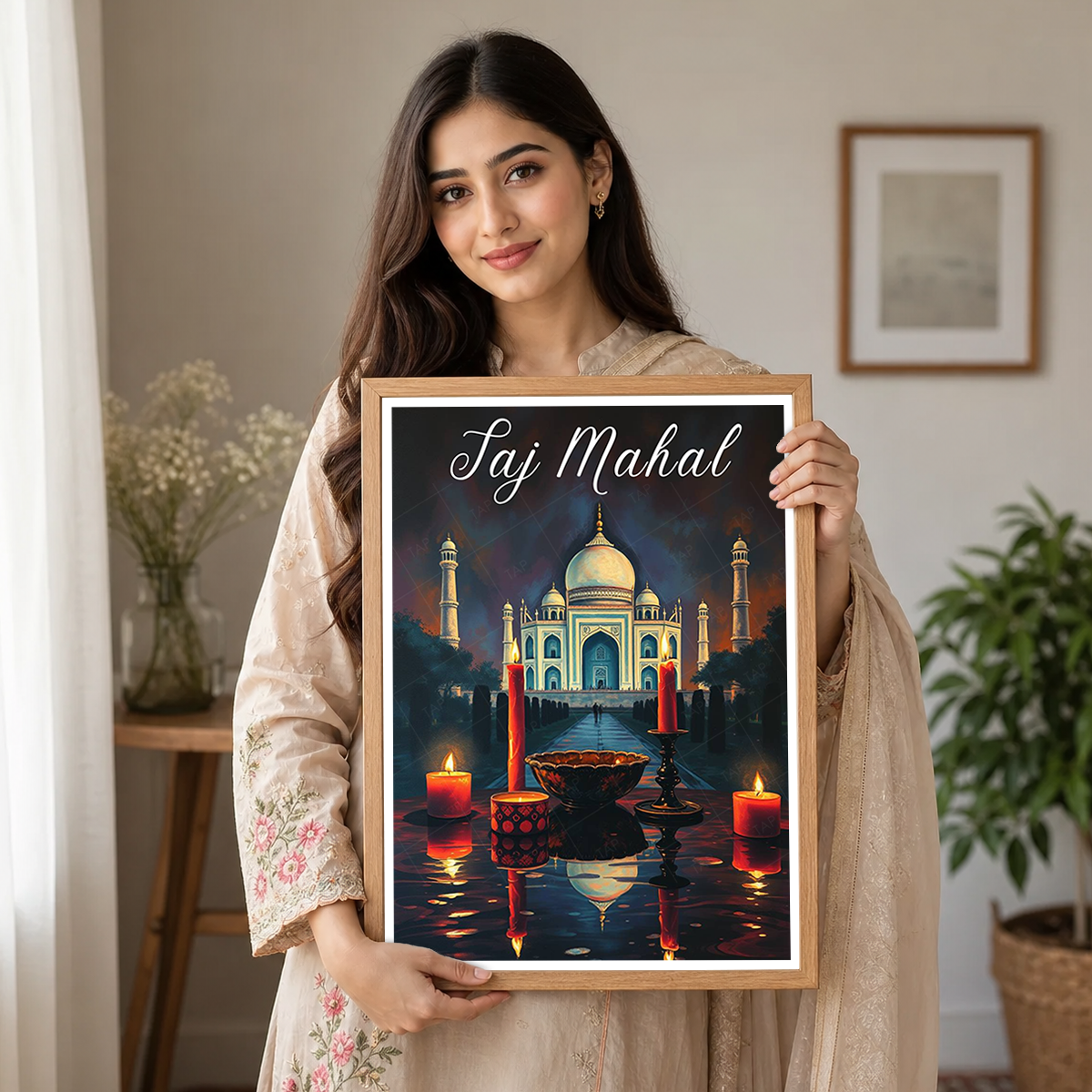 Taj Mahal Moody Style - Agra - India - Travel Wall Art Print Poster - Art Print - Travel Art Poster