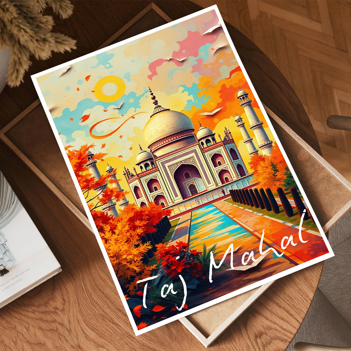 Taj Mahal Vibrant Colours - Agra - India - Travel Wall Art Print Poster - Art Print - Travel Art Poster
