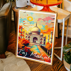 Taj Mahal Vibrant Colours - Agra - India - Travel Wall Art Print Poster - Art Print - Travel Art Poster