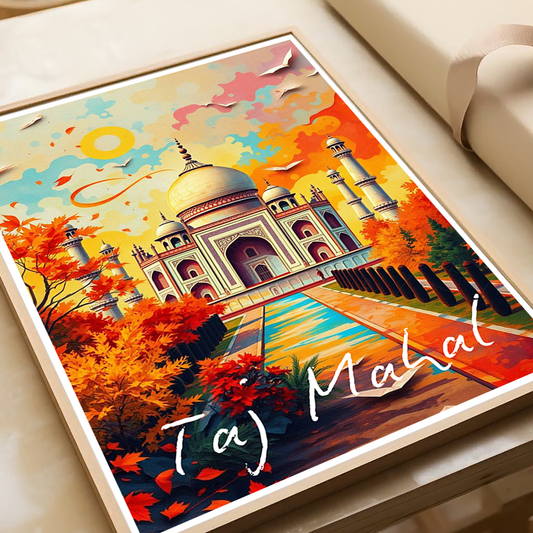 Taj Mahal Vibrant Colours - Agra - India - Travel Wall Art Print Poster - Art Print - Travel Art Poster