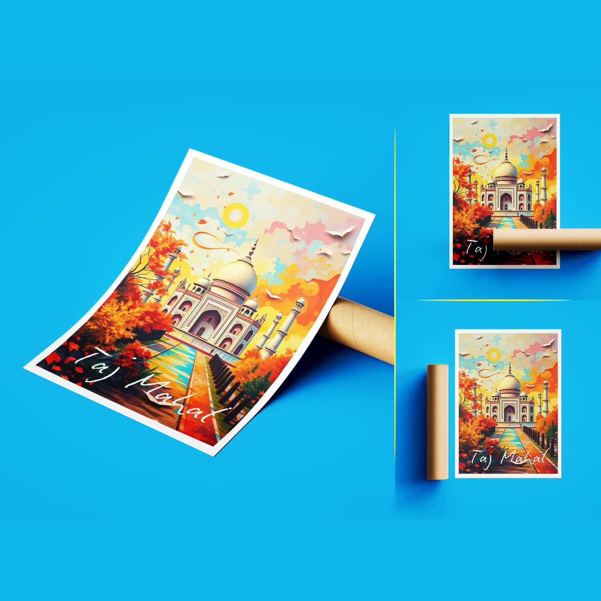 Taj Mahal Vibrant Colours - Agra - India - Travel Wall Art Print Poster - Art Print - Travel Art Poster
