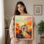 Taj Mahal Vibrant Colours - Agra - India - Travel Wall Art Print Poster - Art Print - Travel Art Poster