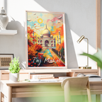 Taj Mahal Vibrant Colours - Agra - India - Travel Wall Art Print Poster - Art Print - Travel Art Poster
