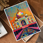 Taj Mahal Patch Style - Agra - India - Travel Wall Art Print Poster - Art Print - Travel Art Poster