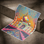 Taj Mahal Patch Style - Agra - India - Travel Wall Art Print Poster - Art Print - Travel Art Poster