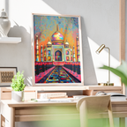 Taj Mahal Patch Style - Agra - India - Travel Wall Art Print Poster - Art Print - Travel Art Poster