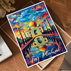 Taj Mahal Pop Art Style - Agra - India - Travel Wall Art Print Poster - Art Print - Travel Art Poster