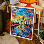 Taj Mahal Pop Art Style - Agra - India - Travel Wall Art Print Poster - Art Print - Travel Art Poster