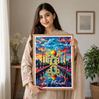 Taj Mahal Pop Art Style - Agra - India - Travel Wall Art Print Poster - Art Print - Travel Art Poster