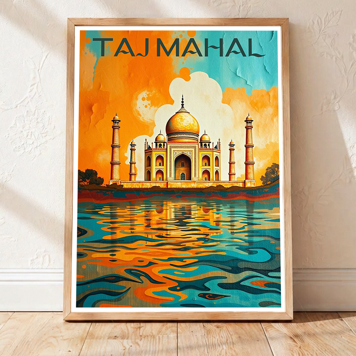 Taj Mahal Wavy Style - Agra - India - Travel Wall Art Print Poster - Art Print - Travel Art Poster