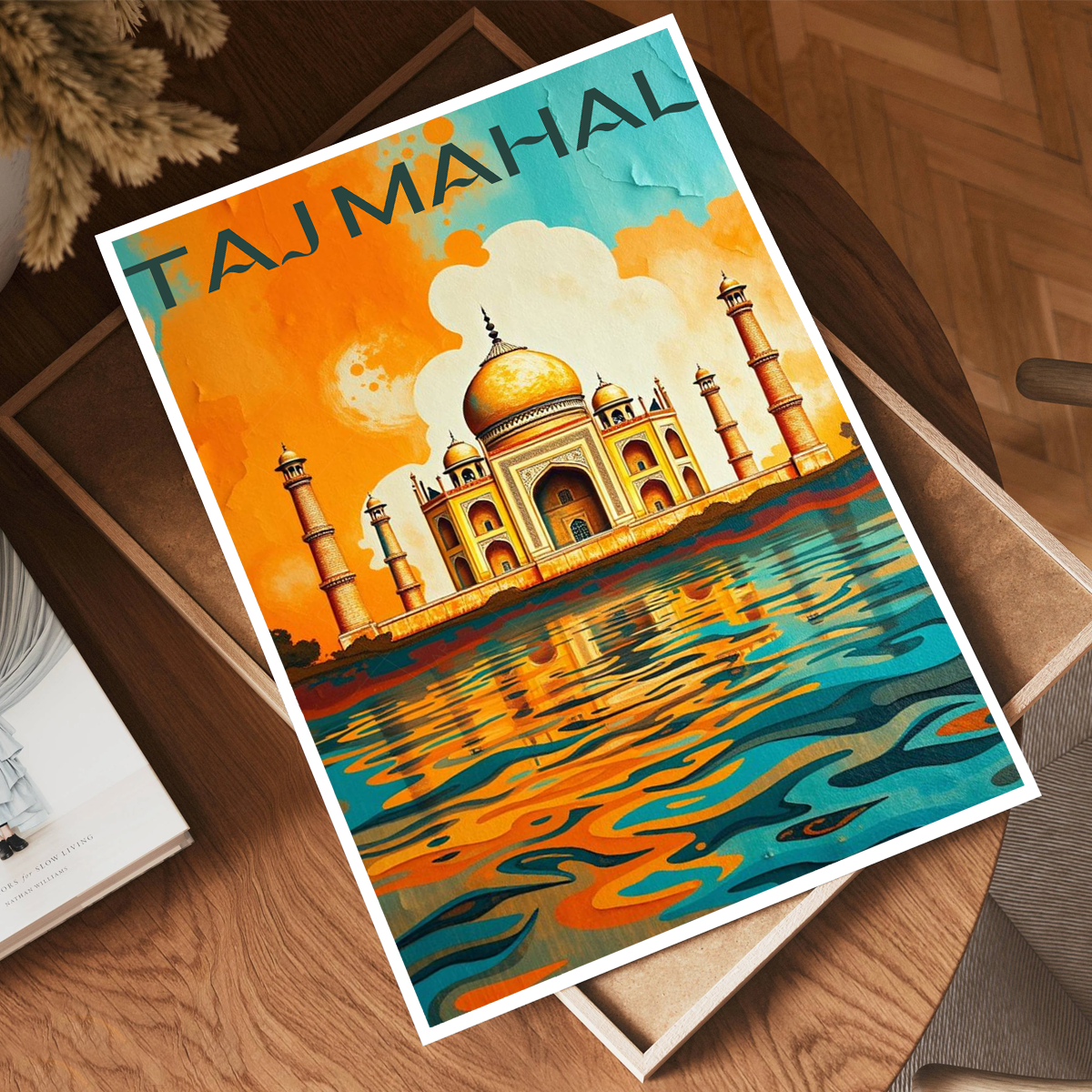 Taj Mahal Wavy Style - Agra - India - Travel Wall Art Print Poster - Art Print - Travel Art Poster