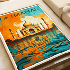 Taj Mahal Wavy Style - Agra - India - Travel Wall Art Print Poster - Art Print - Travel Art Poster