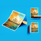 Taj Mahal Wavy Style - Agra - India - Travel Wall Art Print Poster - Art Print - Travel Art Poster