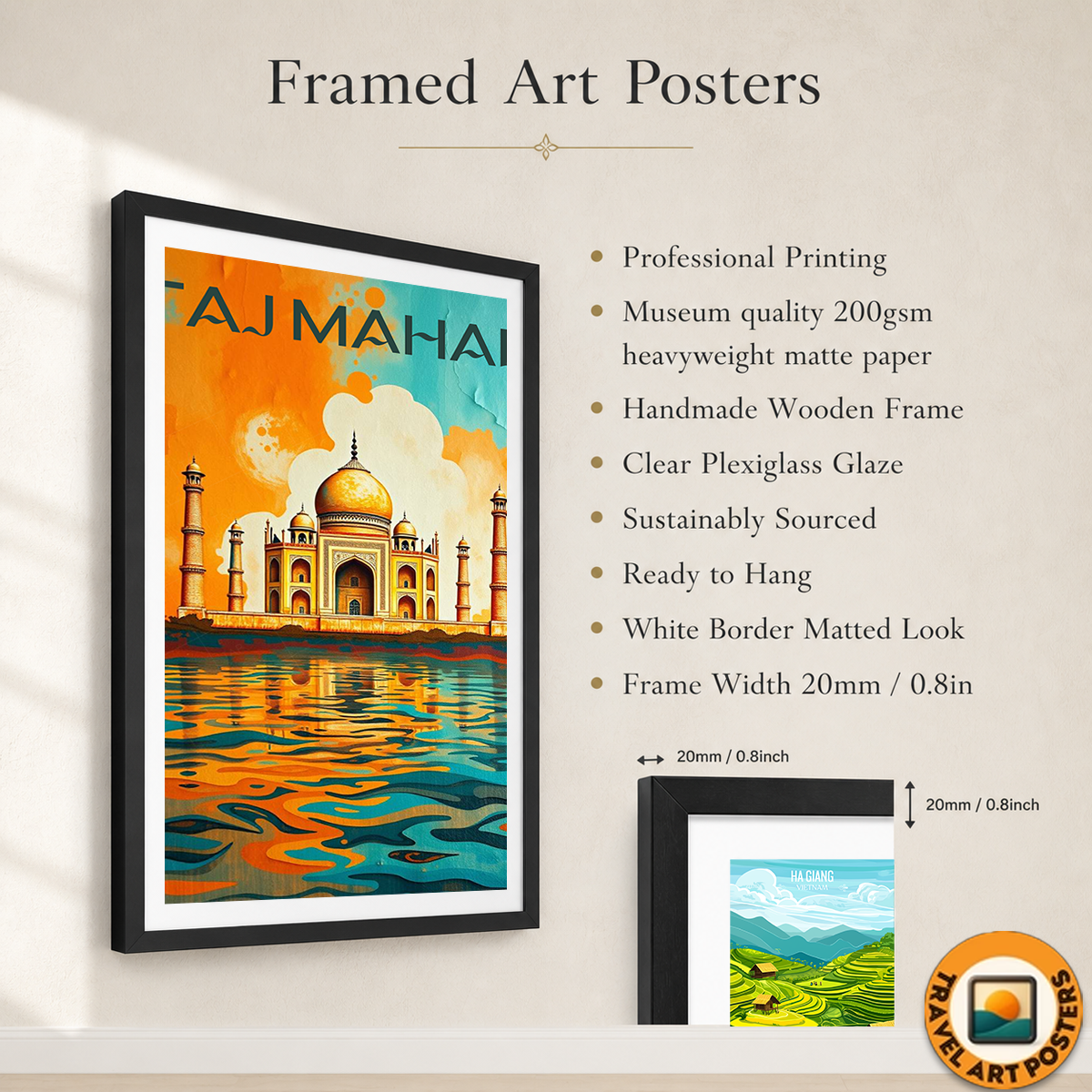 Taj Mahal Wavy Style - Agra - India - Travel Wall Art Print Poster - Art Print - Travel Art Poster