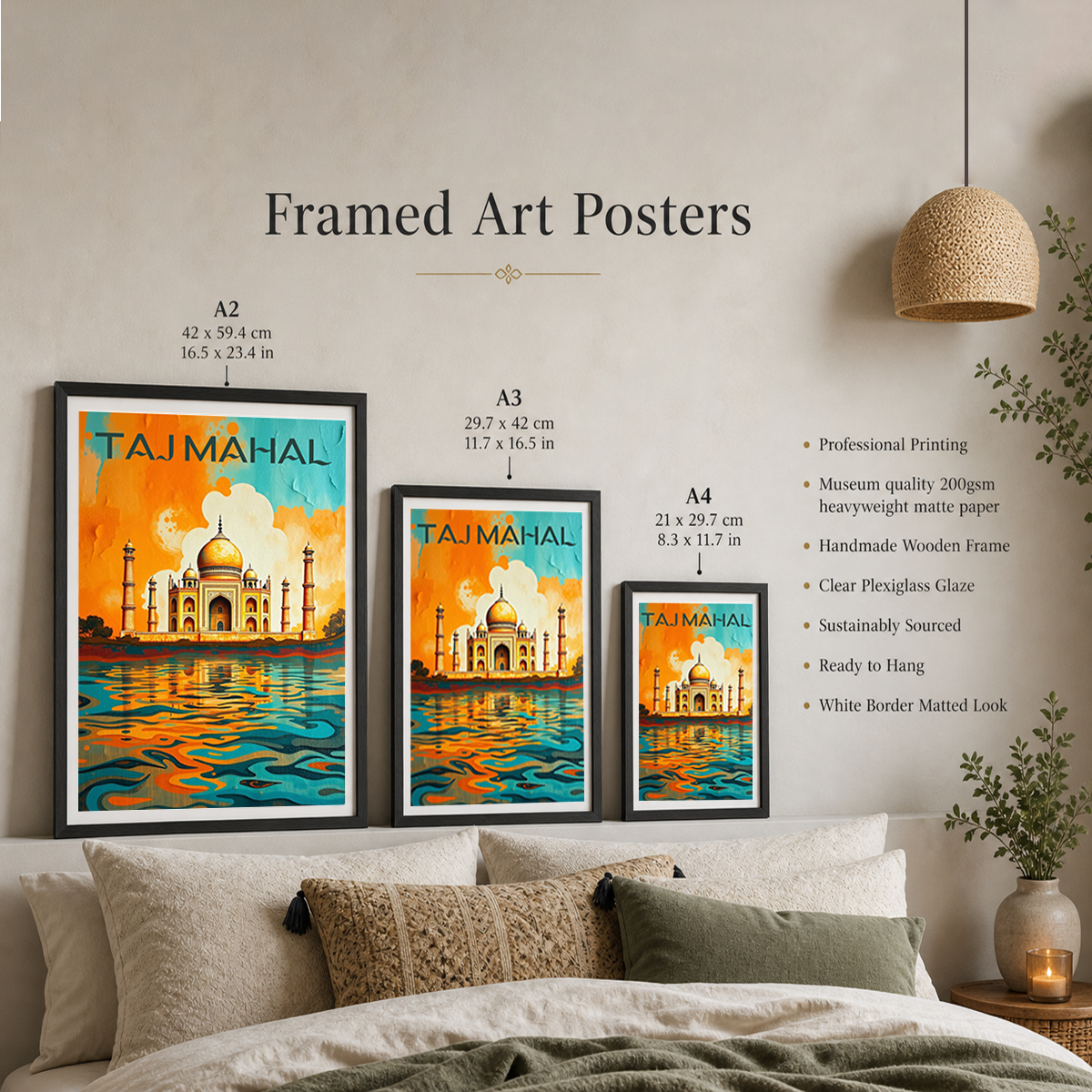 Taj Mahal Wavy Style - Agra - India - Travel Wall Art Print Poster - Art Print - Travel Art Poster