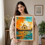 Taj Mahal Wavy Style - Agra - India - Travel Wall Art Print Poster - Art Print - Travel Art Poster