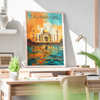 Taj Mahal Wavy Style - Agra - India - Travel Wall Art Print Poster - Art Print - Travel Art Poster